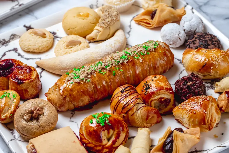 Assorted glazed pastries and croissants