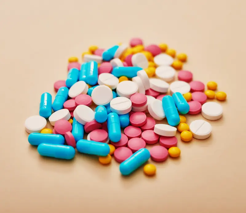 Colourful tablets and capsules